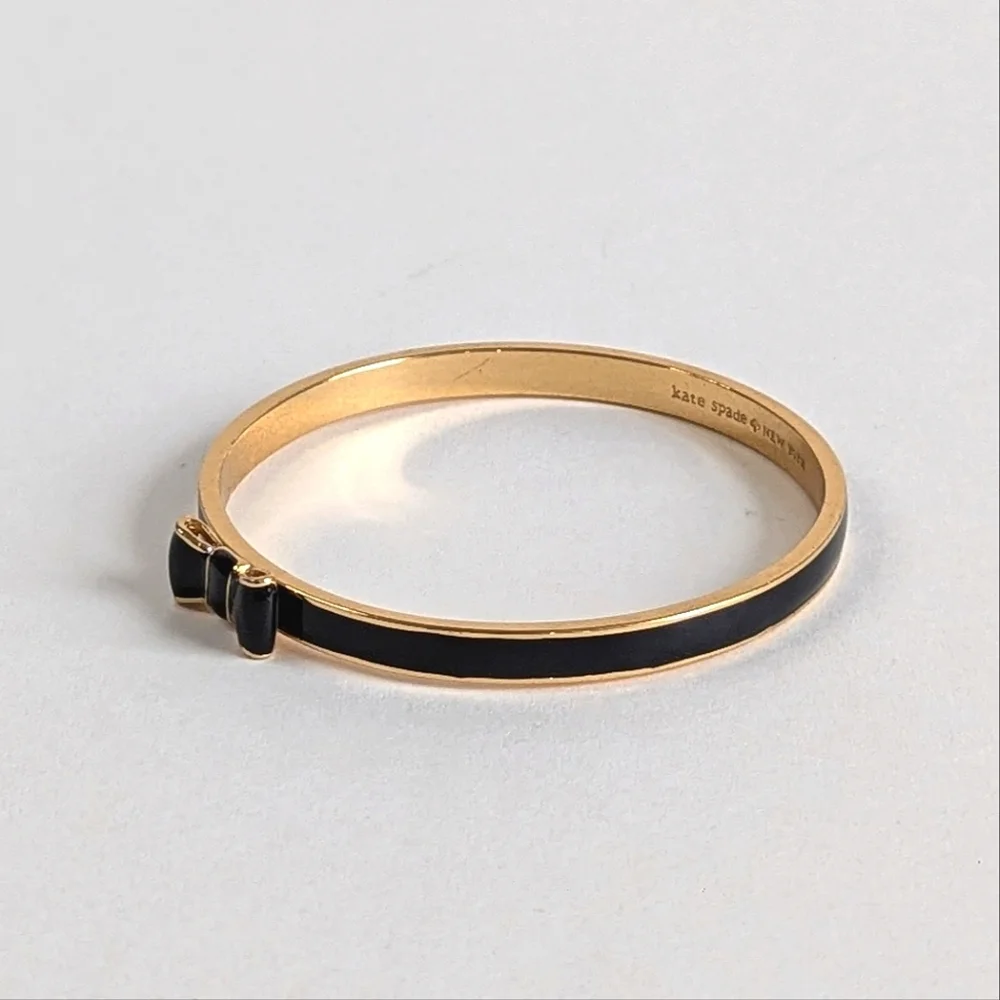 kate spade Black and Gold Enamel Bow Bangle Bracelet